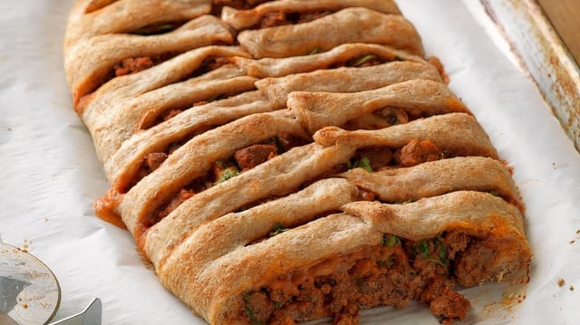 Beef Sausage Stromboli.