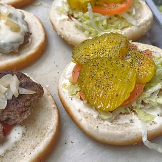 Cheeseburger Platter & Can of Soda Lunch