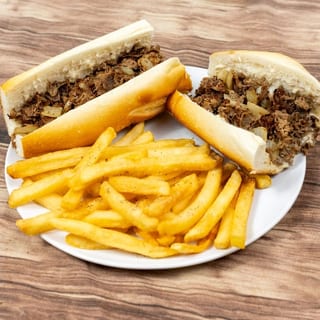 Cheesesteak Platter & Can of Soda Lunch