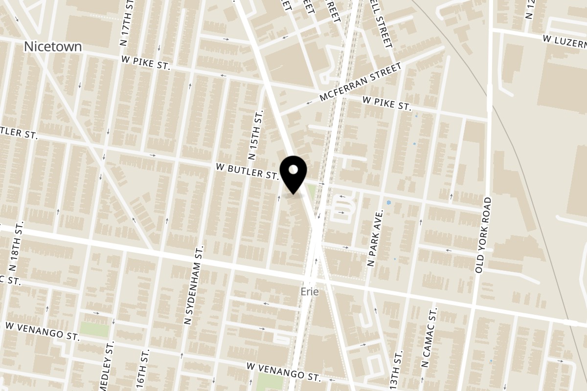 Map showing the location of Bravo Pizza on 3748 Germantown Ave in Philadelphia